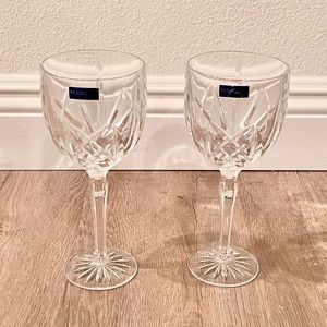 2 PCs Waterford Marquis Brookside Crystal‎ All Purpose Goblets 8.5" H 12 oz NWT